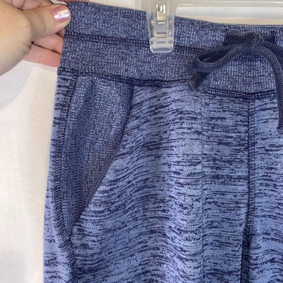 Athleta Joggers Women’s Medium Cropped Ribbed Cuff Blue Space Dye Side Pockets - Picture 3 of 9
